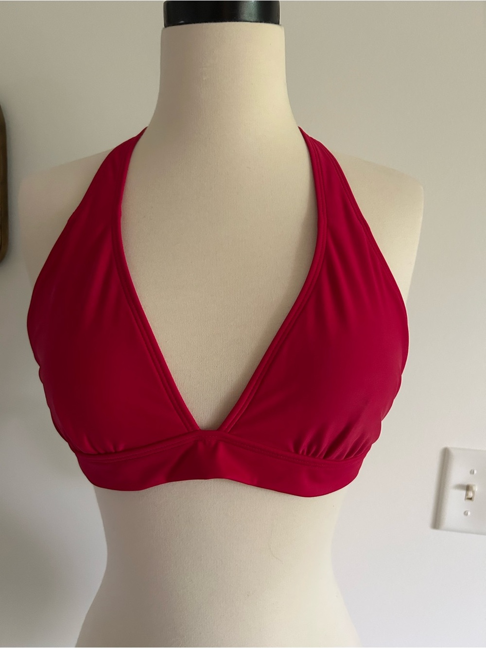 NWOT Arizona Jean Company Halter Triangle Bikini Top Red Fuchsia Pink Large NEW
